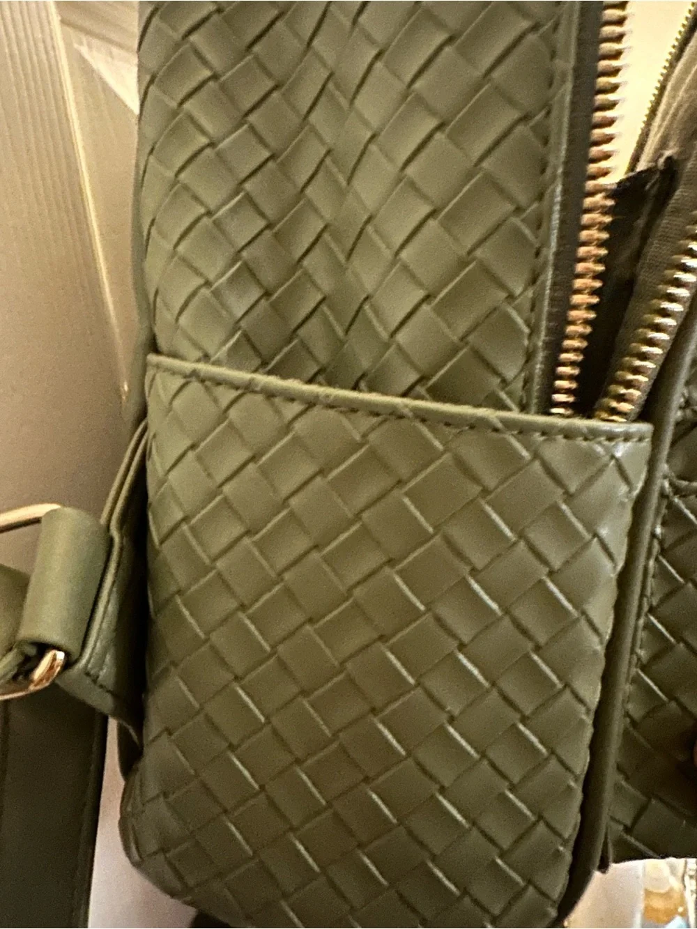 Olive Green Woven Mini Backpack - Unbranded